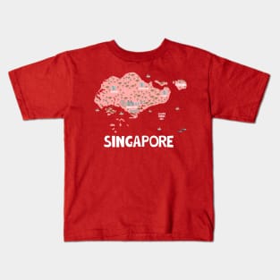 Singapore Illustrated Map Kids T-Shirt